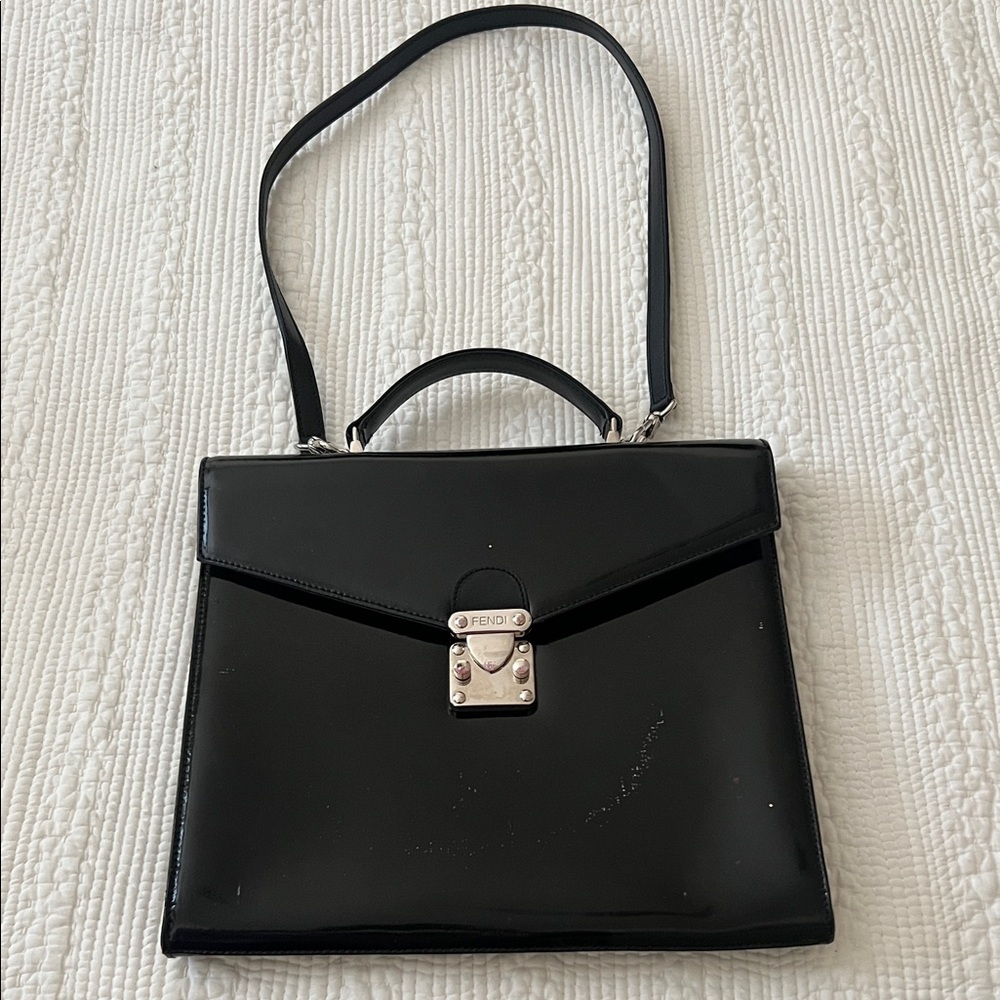 Fendi Black Patent Leather Shoulder Bag